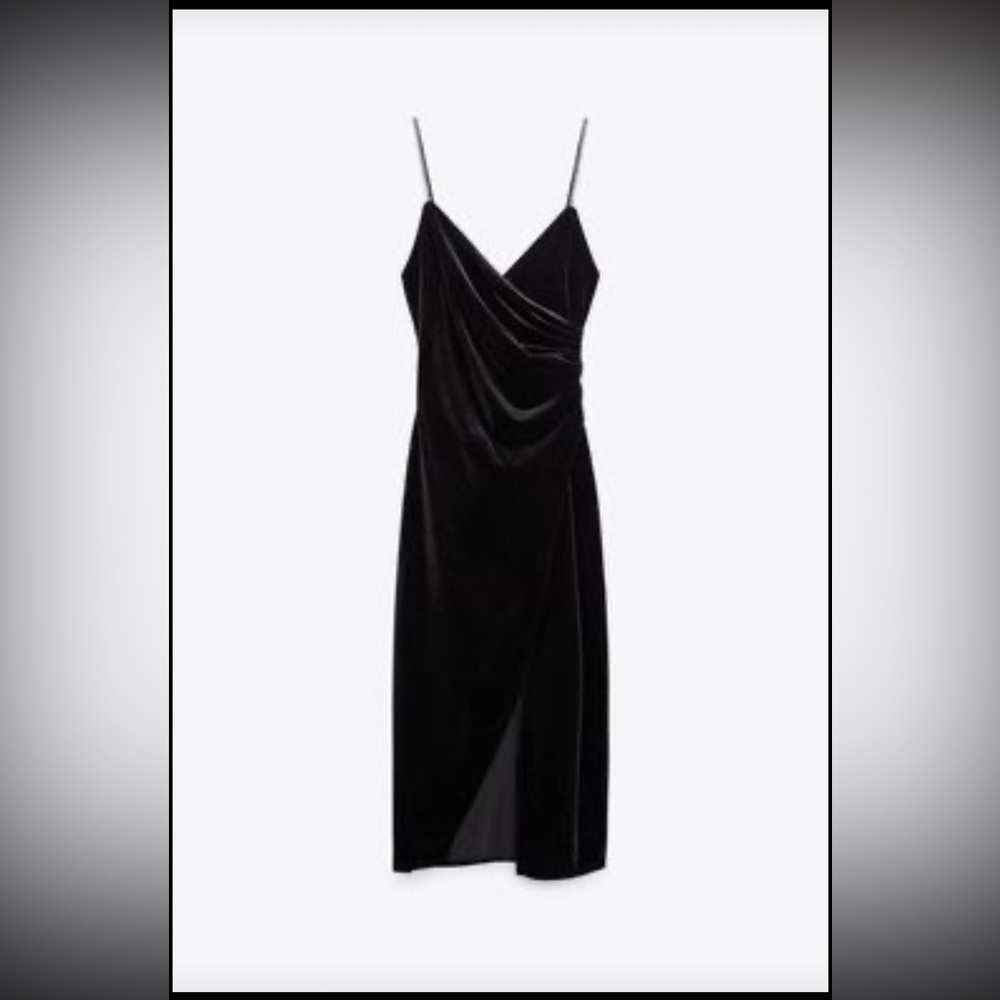 ZARA WRAP VELVET DRESS NWT